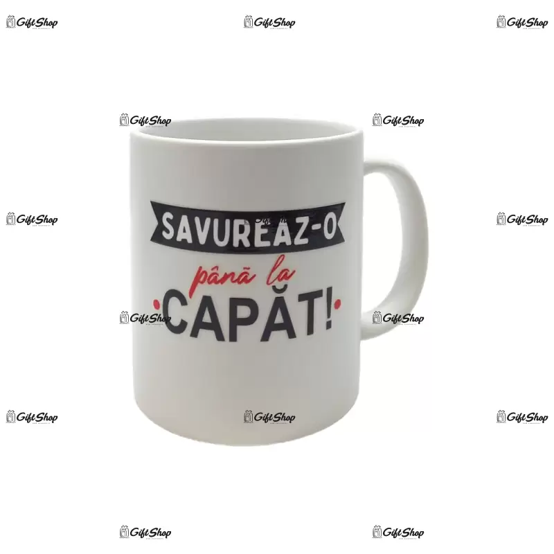 Savureaz-o pana la capat!, cana cu p..a, din ceramica